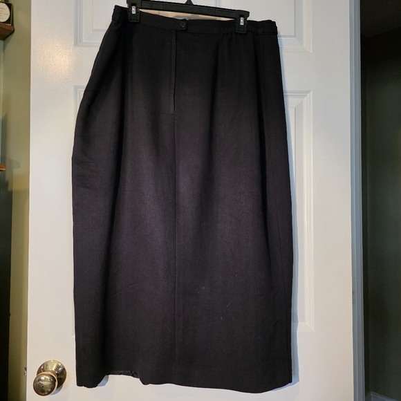 Vintage Maggie McNaughton Elegant Lined Black Pencil Midi Skirt 16 EUC - Picture 2 of 12